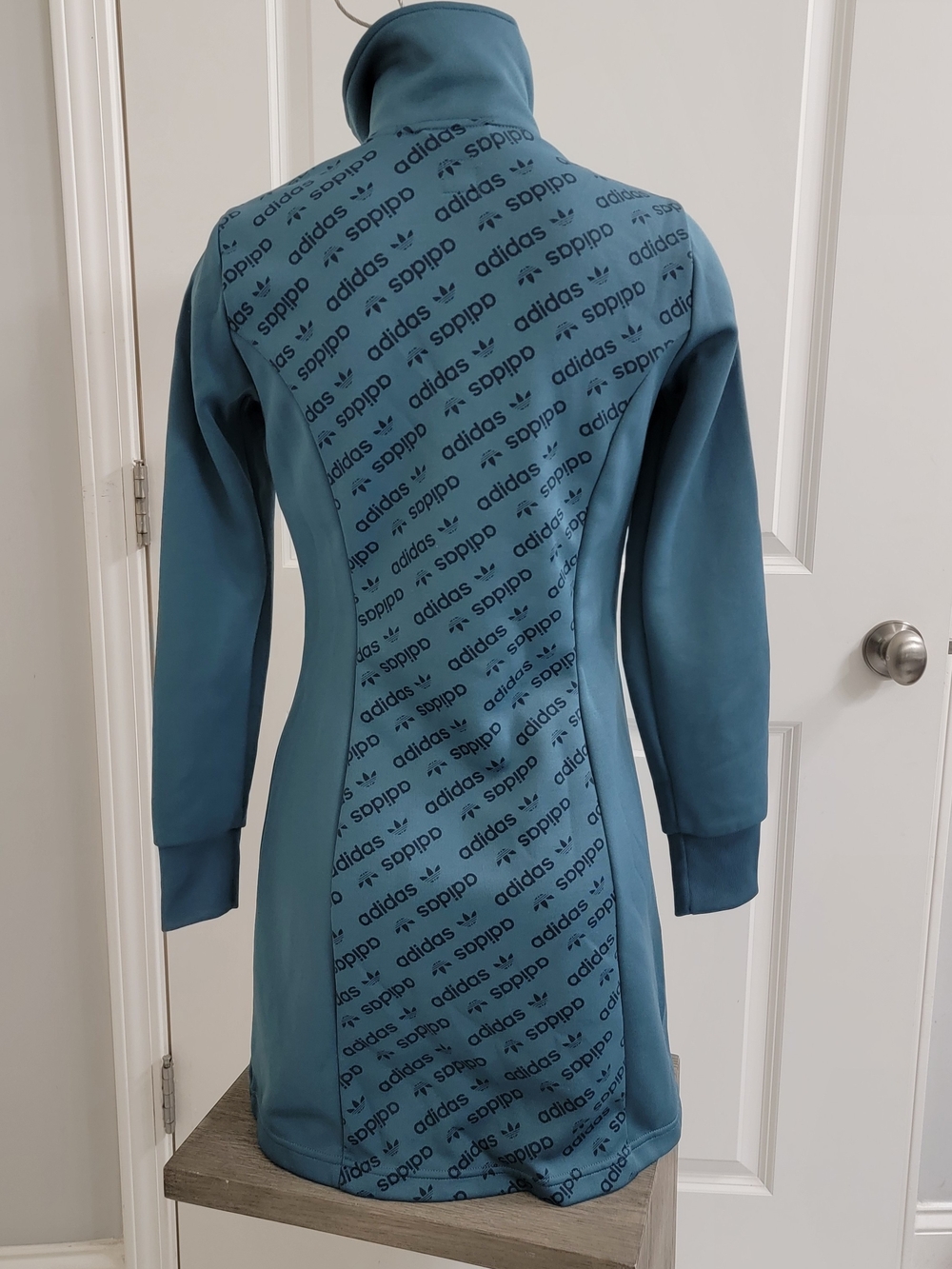 adidas Women’s Teal Zip-Front Track Dress - Picture 7 of 7